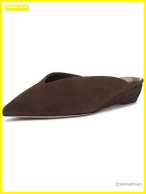 Suede Slip-On Flat Mules Pointed Toe Wedge Heel Wedding Shoes